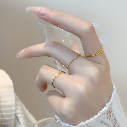 Yingtang Old Phoenix Ultra-fine Ring Ring for Women 18k Gold Fashionable and Personalized Tail Ring Niche Middle Finger Knuckle Ring 18k Gold*US Version No. 7 Counter No. 14-15