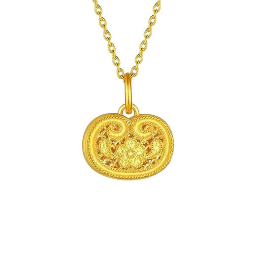 Luzhe 999 pure gold rich gold pendant for women hollow small gold lock braided rope necklace baby lock bag pendant for girlfriend matching S925 necklace