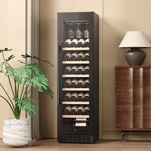 BAIKAILUN wine cabinet, first-level energy efficiency, constant temperature and moisturizing wine cabinet, zero embedded compressor, home wine storage, sake beer display refrigerator, fruit beverage refrigerator bar, Low-E door | single temperature | full version | 58 bottles, air-cooled and frost-free