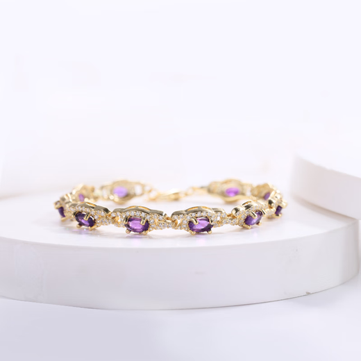 GEM STONE KING bracelet for women 925 silver 8.55 carats set with colored gemstones simple and fashionable amethyst as a birthday gift for girls