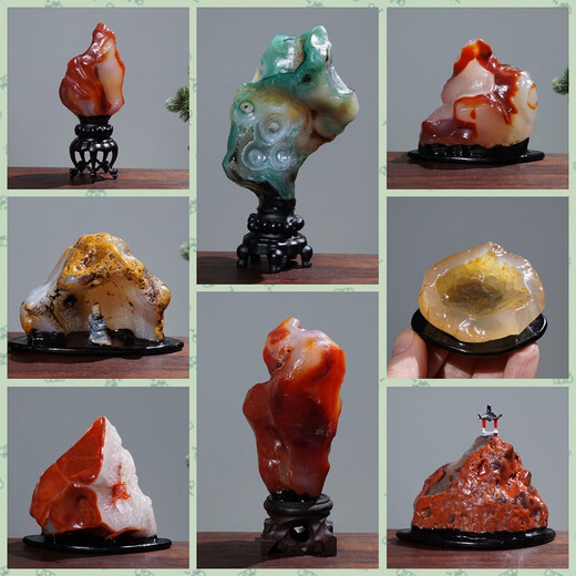 Agate raw stone ornaments 0 wind Lingshi Gobi stone color jade Taihu stone Lingbi strange stone pendant bracelet necklace Z-69 Z-693