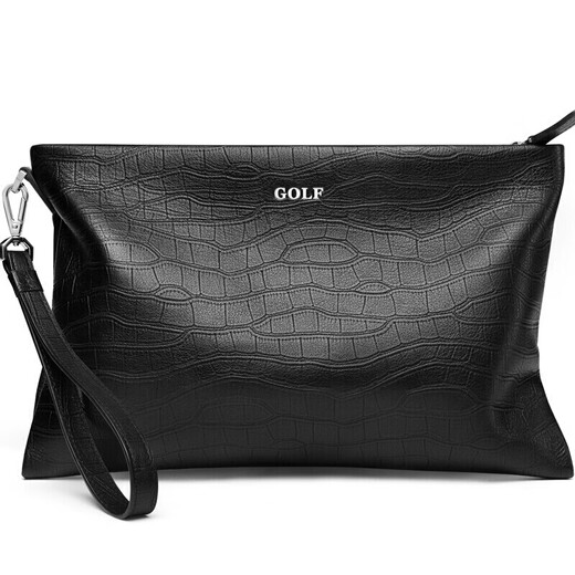 Golf (GOLF) top layer cowhide men's handbag multiple card handbags crocodile pattern large capacity envelope hand grab bag and give boyfriend gift