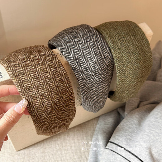 Morning star old money style knitted wide-brimmed headband women's high-head headband hairpin high-end clip hair bundle spring headband hair accessories brown texture wide-brimmed hairband