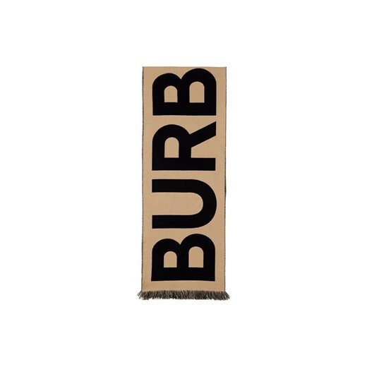 BURBERRY Burberry Logo Wool Jacquard Wool Scarf Men's and Women's Gift Ready Stock Collection Beige U/188*33CM