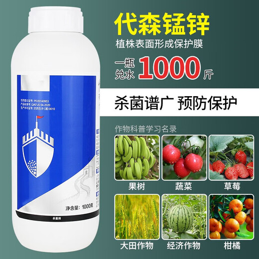 Mancozèbe, fongicide, pesticide, anthracnose, tache des feuilles, tavelure, brûlure précoce, arbres fruitiers, agrumes et légumes, 1000g/bouteille