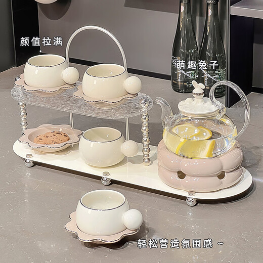 Xibaisheng tea set set of high-end gifts and light luxury teapot tea cup set for home living room kettle cups moving to a new home gift ceramics 1 cup 1 disc [1289] ordinary packaging