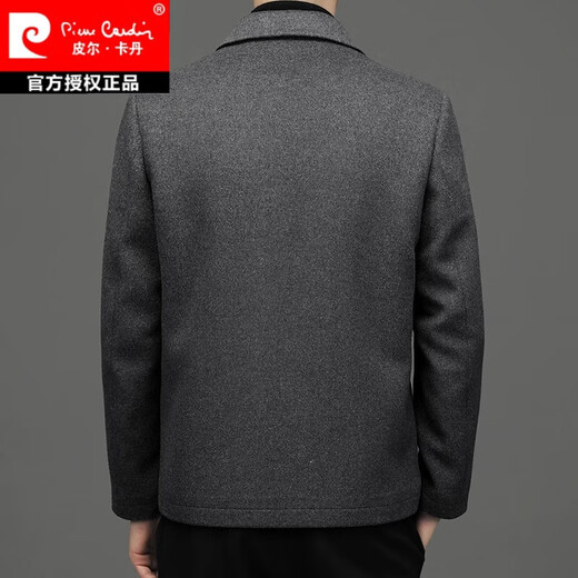 皮尔卡丹（pierre cardin）羊毛毛呢大衣外套男短款秋冬季装加厚行政中年男士呢子夹克 灰色 170/M