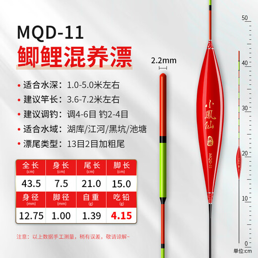 Little angelfish float is high and sensitive, wild fishing floats, crucian carp floats are super eye-catching and thick shallow water to resist wind and waves. MD11 Eat lead 4.15g, length 43.5cm, crucian carp