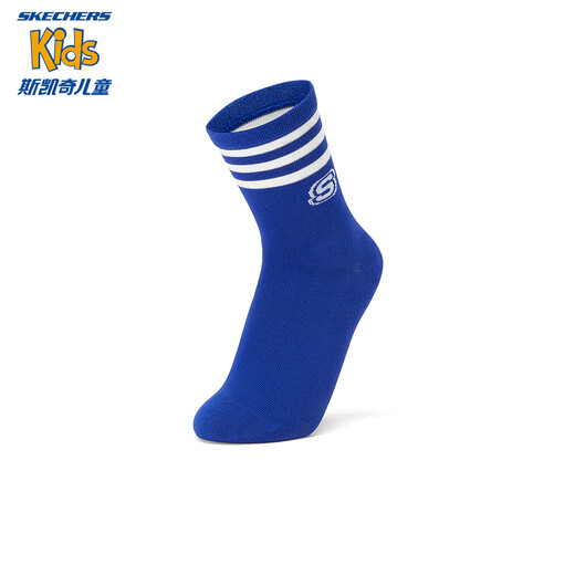 Skechers boys and girls sports socks are fashionable and comfortable winter children's antibacterial mid-calf socks 3 pairs L125K054 sugar white/wave blue/dutch canal blue/058J 3 pieces one size fits all (XL)