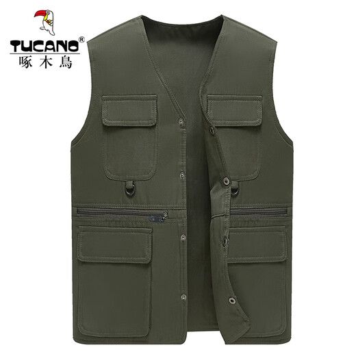 Woodpecker (Tucano) Frühlings- und Herbstweste Daddy Daddy Outdoor Outdoor Multi-Tocket Casual Middley Mitte-Alter und ältere Weste Herrenfischereiungsjacke Männer G101 Schwarzer Teil 2xl 200 Empfohlen 125-145jin [Jin gleich 0,5 kg]