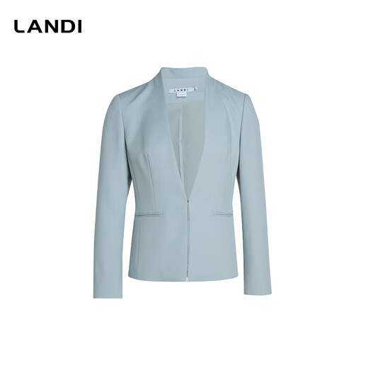 LANDI haute couture tailoring new Chinese style fog ice blue collarless slim suit top women's jacket spring new arrival water fog ice blue second batch M