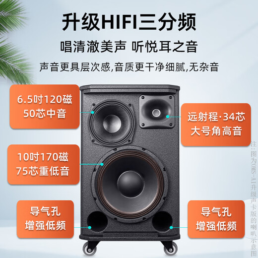 European and American high-end outdoor K-song dedicated sound card audio all-in-one machine professional singer live broadcast home KTV square dance performance high-power mobile trolley Bluetooth speaker with microphone A1 10-inch subwoofer 800W 2* headset + gift package