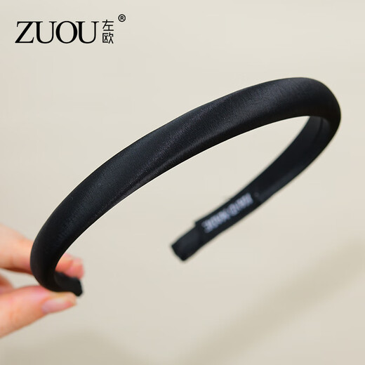 Zuoou goes out with a foreign style, versatile and temperamental satin headband for women, 2025 new high-top thin headband, elegant black