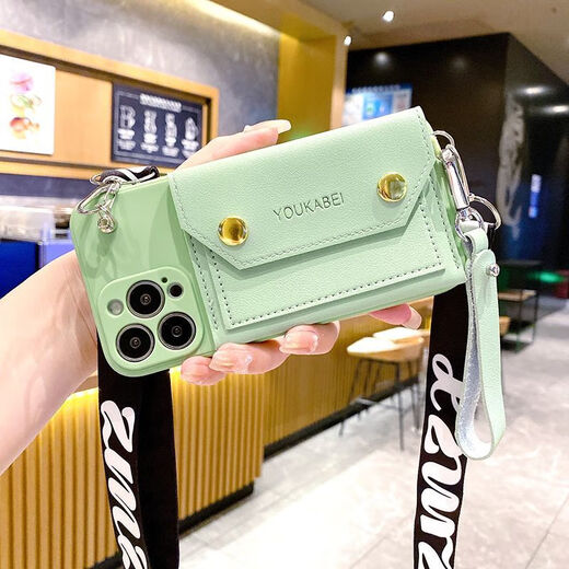 Paiqin vivoy100 mobile phone case y35s17 soft shell anti-fall x90sy78 crossbody lanyard s16 change card bag y52sy3 dark green double-layer coin wallet + bracelet + crossbody strap vivo y31s