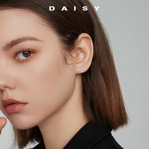 DAISY DREAM999 solid silver purple butterfly earrings for women ins style high-end exquisite unique earrings simple temperament niche earrings butterfly earrings