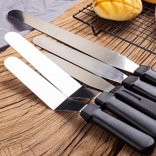 Enshousu stainless steel butter spatula, bread slicing serrated knife, cake demoulding knife, decorating curved kiss knife, baking and spreading tool, straight version 8 inches
