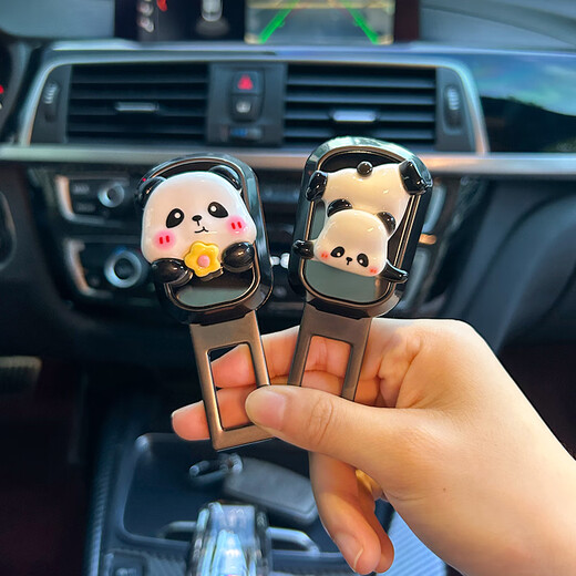 Xushanska мультяшная милая автомобильная пряжка-удлинитель, фиксатор заднего сиденья автомобиля, предохранительная заглушка против удушения, авиационный сплав, перевернутая панда + цветок, обнимающий панду (