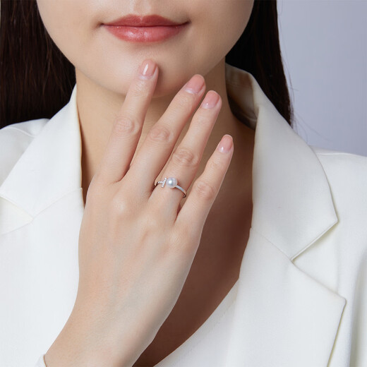 Queen of Pearls S925 silver inlaid 6-7mm nearly perfect round freshwater pearl ring for women live birthday gift for girls 6-7mm 12-13#
