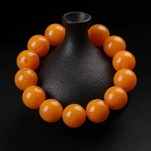 Fat Donglai's same style beeswax bracelet for men, natural men's and women's, Russian material, Baltic chicken oil yellow bracelet, new style 16mm chicken oil yellow old honey bracelet (one item, one certificate)