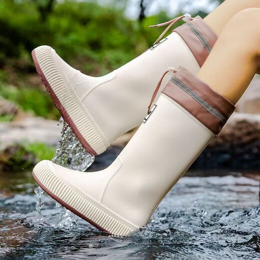 Jinbingsheng Fashion Японская дождевая ботинки с высокой трубкой для женщин, одетых в не скользящие и универсальные ботинки с длинной трубкой, дождевые сапоги на открытом воздухе с толстыми водонепроницаемыми туфлями с высокой трубкой.
