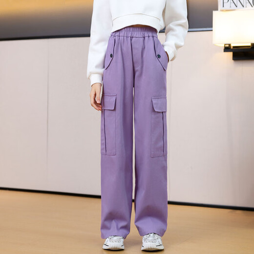 Yoyo one new girl suit fashionable and fashionable spring and autumn children's sports clothes girls sweatshirt big children spring 4882 white + 15063 purple 140cm