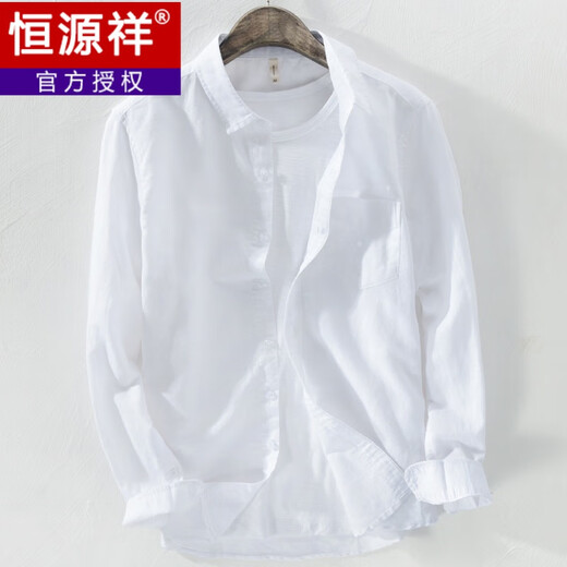 Hengyuanxiang Spring и летняя льняная рубашка куртка мужчина с длинными рукавами.