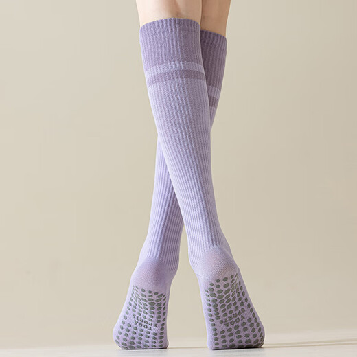 Catman Pressure Calf Yoga Socks Sports Fitness Socks Women's Pilates Dispensing Anti-Slip Running Jump Rope Socks Women's Purple 2 Pairs