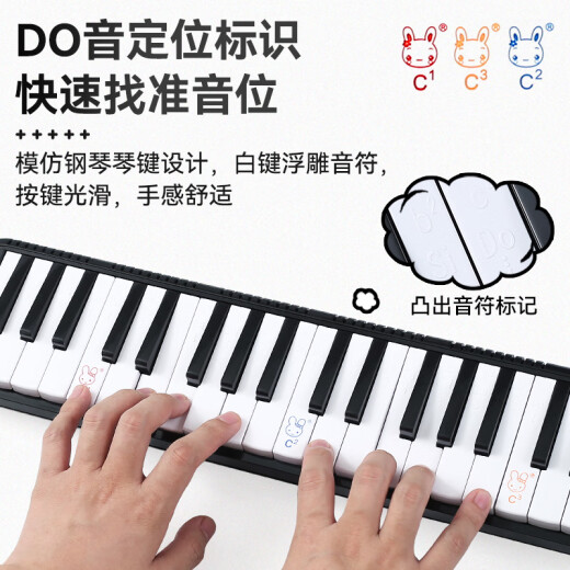 乐普森（YUEPUSEN）口风琴37键32键小学生专用初学儿童专业演奏级吹管琴初中生口吹琴 【37键蓝色】教材+两套吹管+贴纸