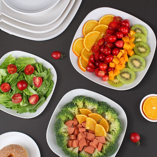 Qidian dinner plate disposable rice husk plate thickened high temperature resistant dish dish barbecue household dish food grade tableware thickened 22.5cm square plate 50 pieces