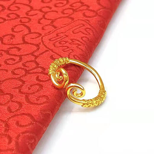 Fat Donglai's same style gold hoop ring 18K Hong Kong duty-free couple, a pair of tight hoops for men and women, faded 24K gold gold hoop + tight hoops