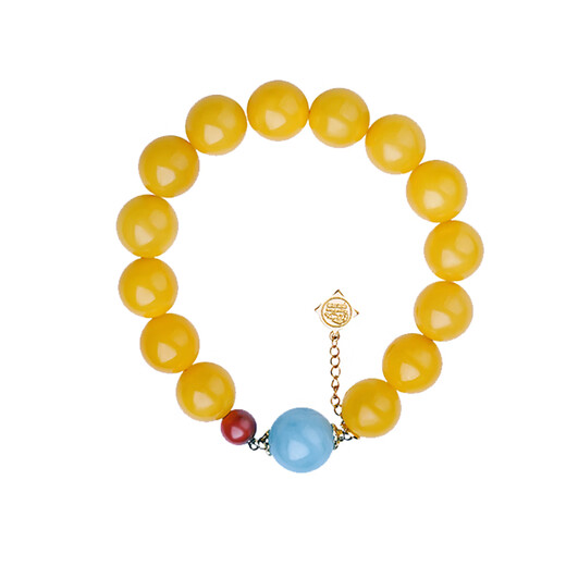 Potala Palace Beeswax Bracelet for Men and Women Aquamarine Transfer Bead Tray Play Amber Sea Pattern Stone Bead Bracelet Birthday Gift