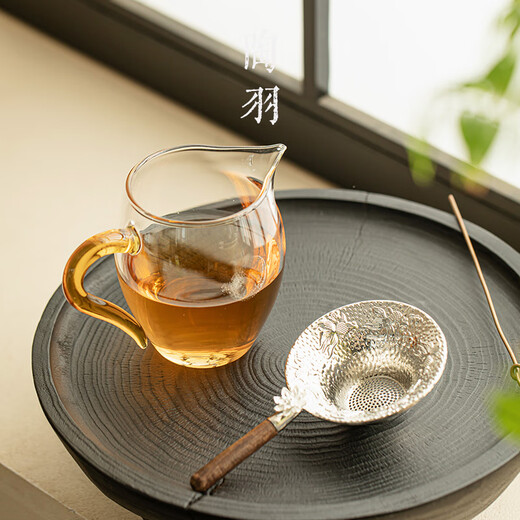 Taoyu high borosilicate glass fair cup thickened high temperature resistant tea sea tea divider household tea drain tea filter kung fu tea ceremony accessories glass beauty fair cup (pink handle) + tea drain