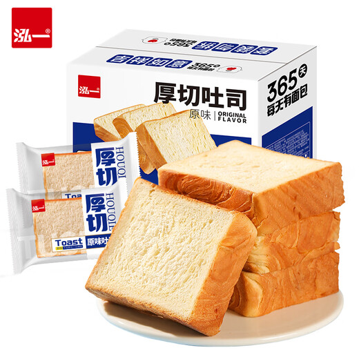 泓一厚切吐司面包1000g 手撕面包营养早餐健身代餐速食宿舍休闲零食品