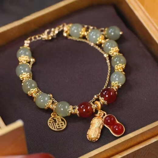 Bonnes choses bracelet à double couches d'arachide pour la conception de niche pour femmes avec des cadeaux haut de gamme rétro de luxe tout-correspondant pour les meilleurs amis bracelet d'arachide de marque FU