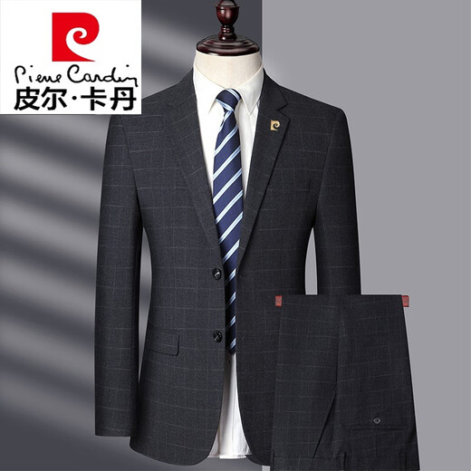 Pierre Cardin suit suit men's high-end business casual two-piece suit middle-aged men's wedding dress jacket gray 1577 style 170 yards recommended 100Jin Jin equals 0.5kg -115Jin Jin equals 0.5kg