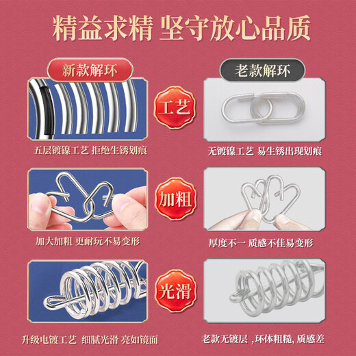 YIAD德国品质玩具九连环智力解锁环解扣全套24件套连环锁套装儿童玩具 加粗解环25件套[国潮礼盒]