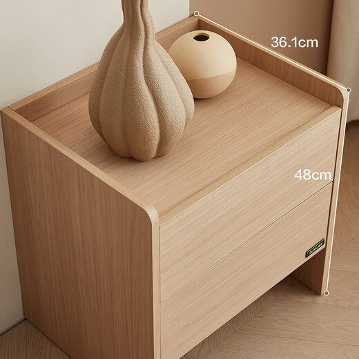 Quanyou Home Furnishings Wood Style Double Drawn Bedside Table Chinese Simple Bedroom Storage Cabinet Storage Small Cabinet Furniture