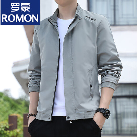 Romon (Romon) Spring and Autumn Men's Flin Coat Men's 2025 nueva chaqueta de cuello de pie de pie moderno y versátiles de chaqueta casual de Windbreaker 686 [negro] 4xl [sugerido 155-170Jin [Jin equivale a unos 0.5 kg]]]