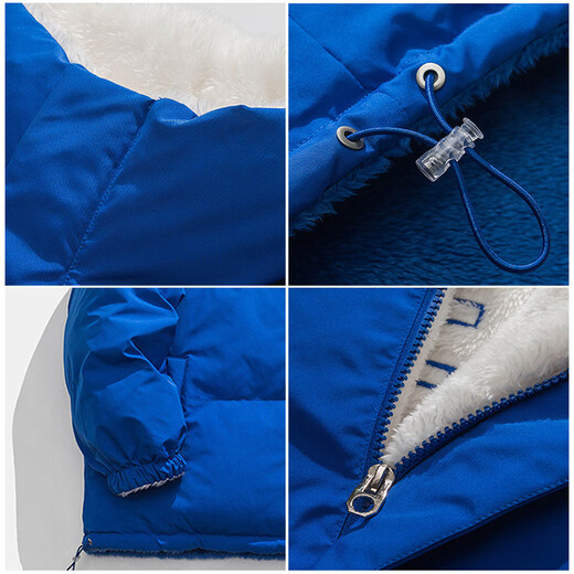 WYBT winter velvet thickened cotton coat reversible men's high-end cotton coat jacket couple's warm thickened cotton jacket Khaki XL (140-160Jin Jin equals 0.5kg)