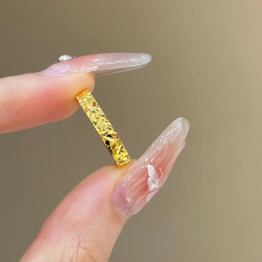 SHEMANDI crushed ice ring for women, versatile sparkling open gold-plated gift for girlfriend, gold crushed ice ring (live) 0.98g