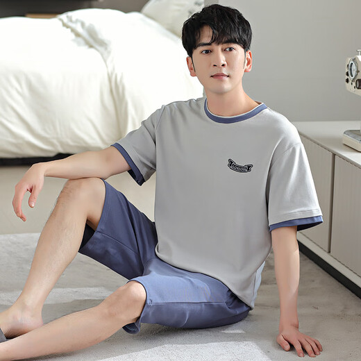 
Modal pajamas men's 2025 summer new cotton simple light luxury solid color cool feeling can be worn outside home clothing set ZY9764 men-XXL