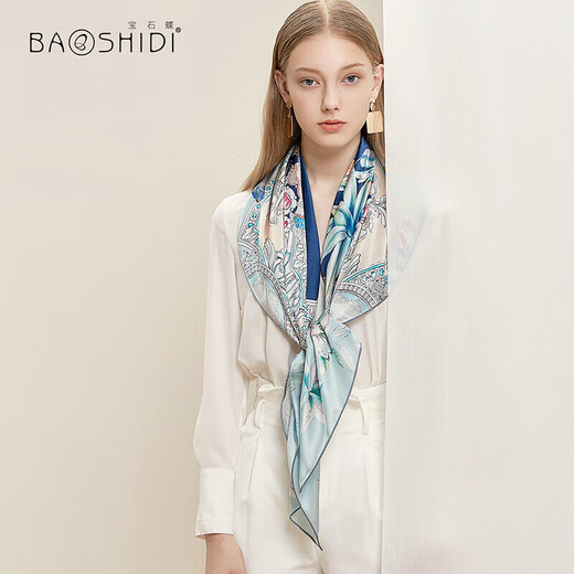 Gem butterfly silk scarf Hangzhou silk mulberry silk scarf shawl for girls mother birthday gift women gift box blues verse
