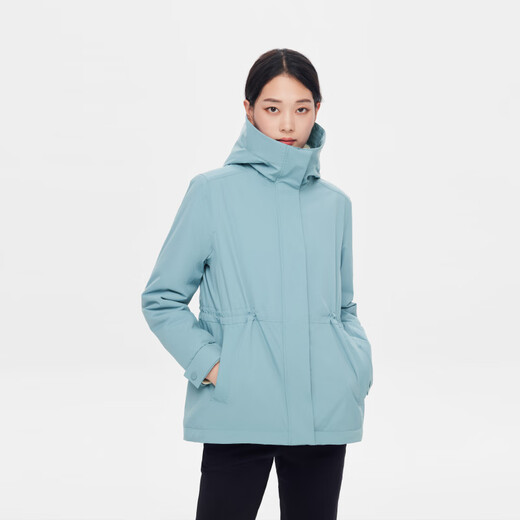 AIGLE Autumn and Winter Windproof and Rainproof Warm Top Outdoor Casual Fishtail Cotton Women's Jacket Light Sky Blue AQ242 S (36) (160/84A)