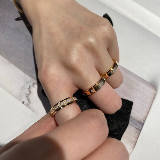 QUAMER gold store model Bojia Shilai running ring for women 925 sterling silver gold plated can be rotated and rotated platinum - single diamond size 10