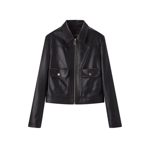 Friedensfrau Frauen Kurzjacke PU Leder Jacke für Frauen Maillard Herbst Mode High-End-Lappel Black 1 m