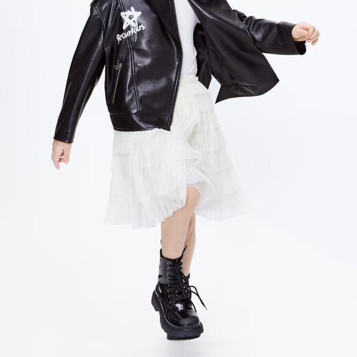 Little MO&Co. New Year's greetings clothing children's clothing skirt girls cake skirt mesh skirt skirt children's skirt short skirt beige color 110 110/53