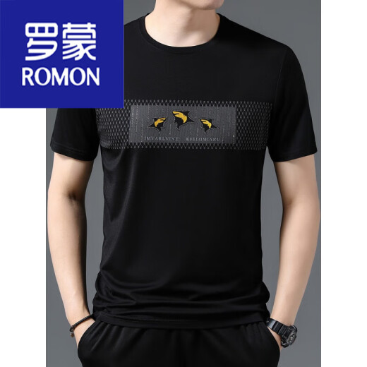 罗蒙（ROMON）男士短袖夏季新款宽松冰丝虎头休闲印花男装半袖t恤男潮 纯白 733.款字母虎头 175/ XL建议135-150斤