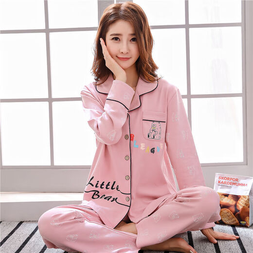Un pyjamas en coton pur pour les femmes au printemps et en automne à manches longues de grande taille pour les vêtements pour les femmes du printemps et de l'été peut être porté à l'extérieur. Pantalon à manches longues à long terme: 9904 4xl recommandé 160-190jin [Jin est égal à 0,5 kg]
