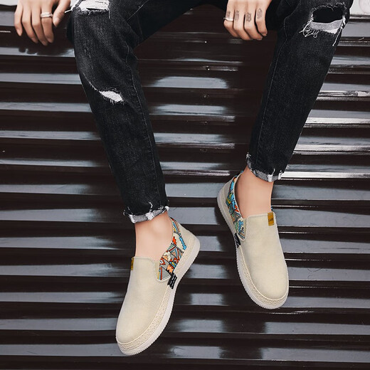
Citron Pavilion Beijing Canvas Shoes Men's Shoes 2025 New Summer Casual Canvas Shoes Thousand-layer Sole One-Pin Breathable Thin Style Beige 42 (260mm)