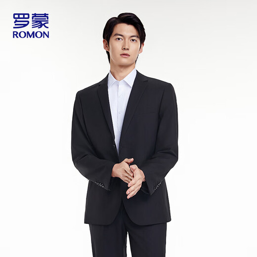 ROMON suit suit men's business commuter professional formal suit gentleman groomsman suit wedding dress 2502 black XL
